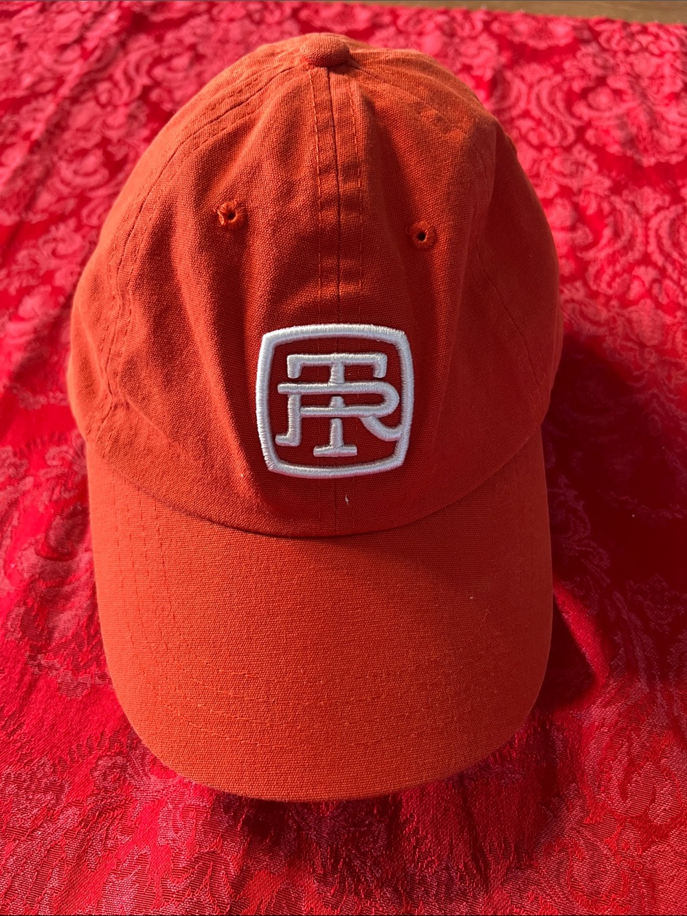 Tori Richard Orange Baseball Cap Cotton Adjustable Strapback Hat Logo Patch
